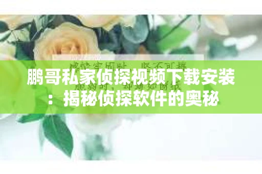 鹏哥私家侦探视频下载安装：揭秘侦探软件的奥秘