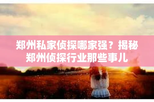 郑州私家侦探哪家强？揭秘郑州侦探行业那些事儿